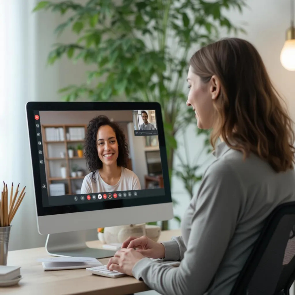 Persona en una videollamada para consulta online